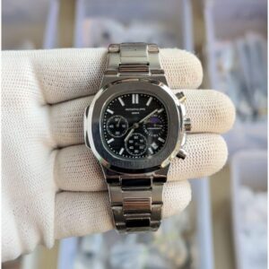 Patek_philippee Nautilus Steel Sun Moon Silver-Black