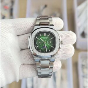 Patek_philippe Nautilus Steel Sun Moon Silver-Green