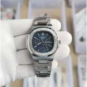 Patek_philippe Nautilus Steel Sun Moon Silver-Blue