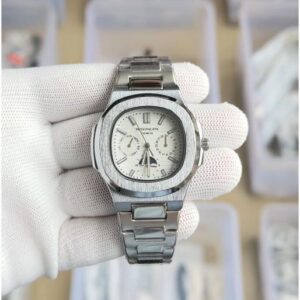 Patek_philippe Nautilus Steel Sun Moon Silver-White