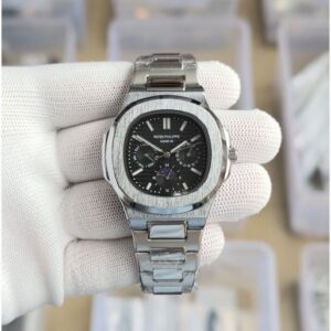 Patek_philippe Nautilus Steel Sun Moon Silver-Black